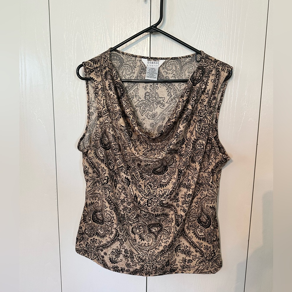 George Paisley Print Sleeveless Top (XL) & Skirt Set (L)